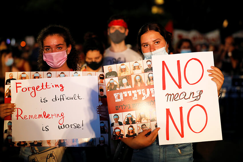 Protesta contra la violencia sexual celebrada en Tel Aviv