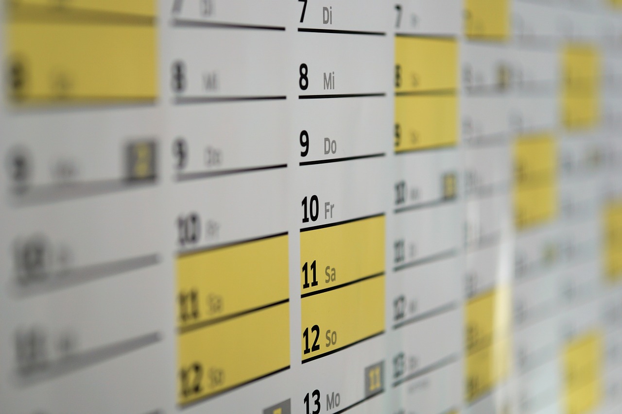 Primer plano de un calendario ©Webandi/Pixabay